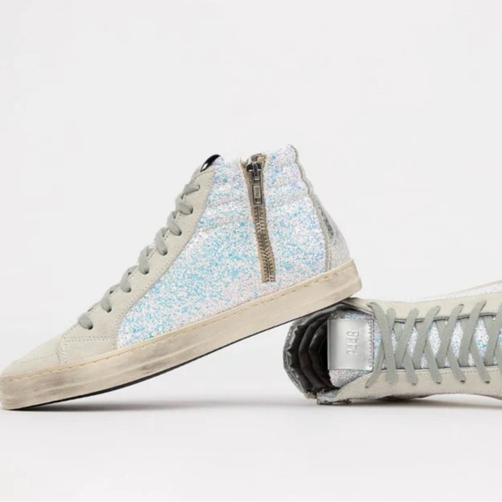 P448 Women’s size 37 Sparkling High-Top Sneakers w Golden Goose BN insoles